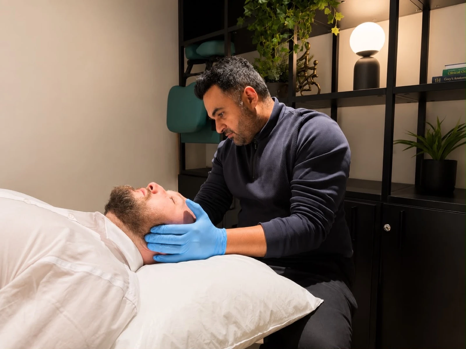 Khuram carrying out a hands-on assessment of a patient at Full Motion Physio Manchester